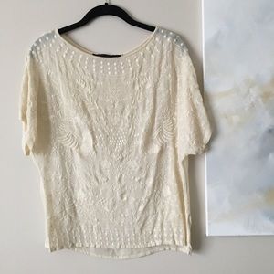 Zara Embroidered Dolman-Sleeve Blouse